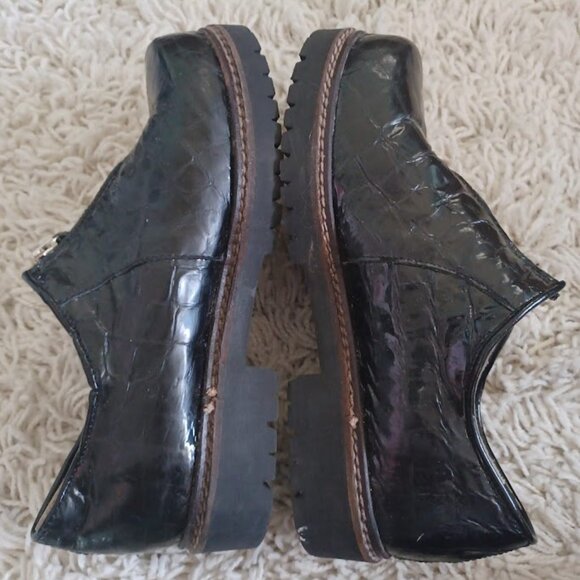 Geier Wally Austria Women’s 39 (US 8) Black Croc Patent Leather Zip Loafers Rare - Picture 9 of 12